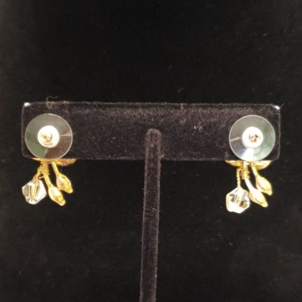 David Tutera Bridal Crystal & Gold Tone Flower Earrings - Picture 5 of 10
